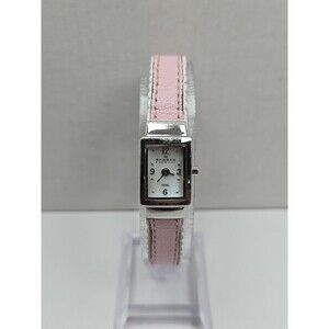 Rare Skagen 490SSLPW Petite Tank Mother Of Pearl Dial Pink Leather New Battery